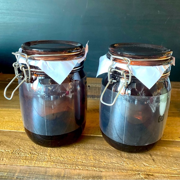 IKEA Kitchen Set Of Two Ikea Airtight Amber Glass Canisters